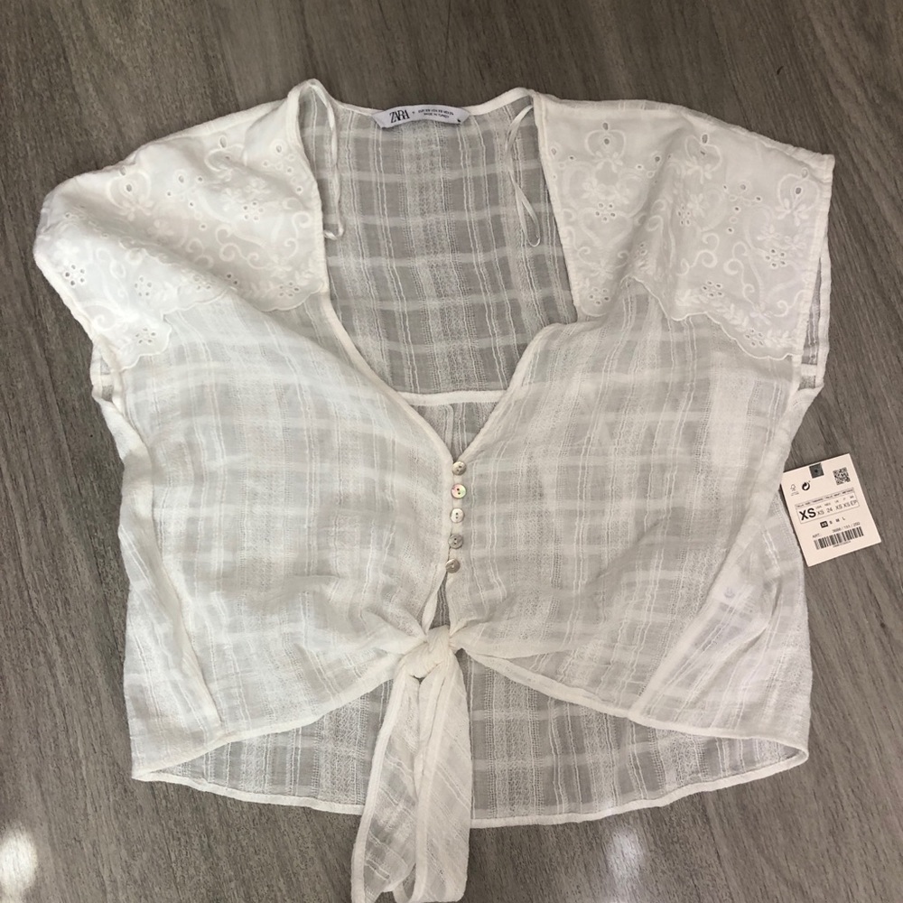 nwt zara tie front top XS